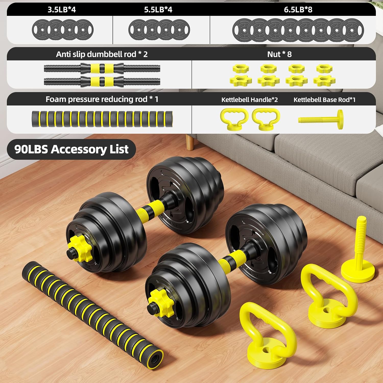 Adjustable Dumbbell Set, 10-90 - огляд і ціна Dumbbell Set